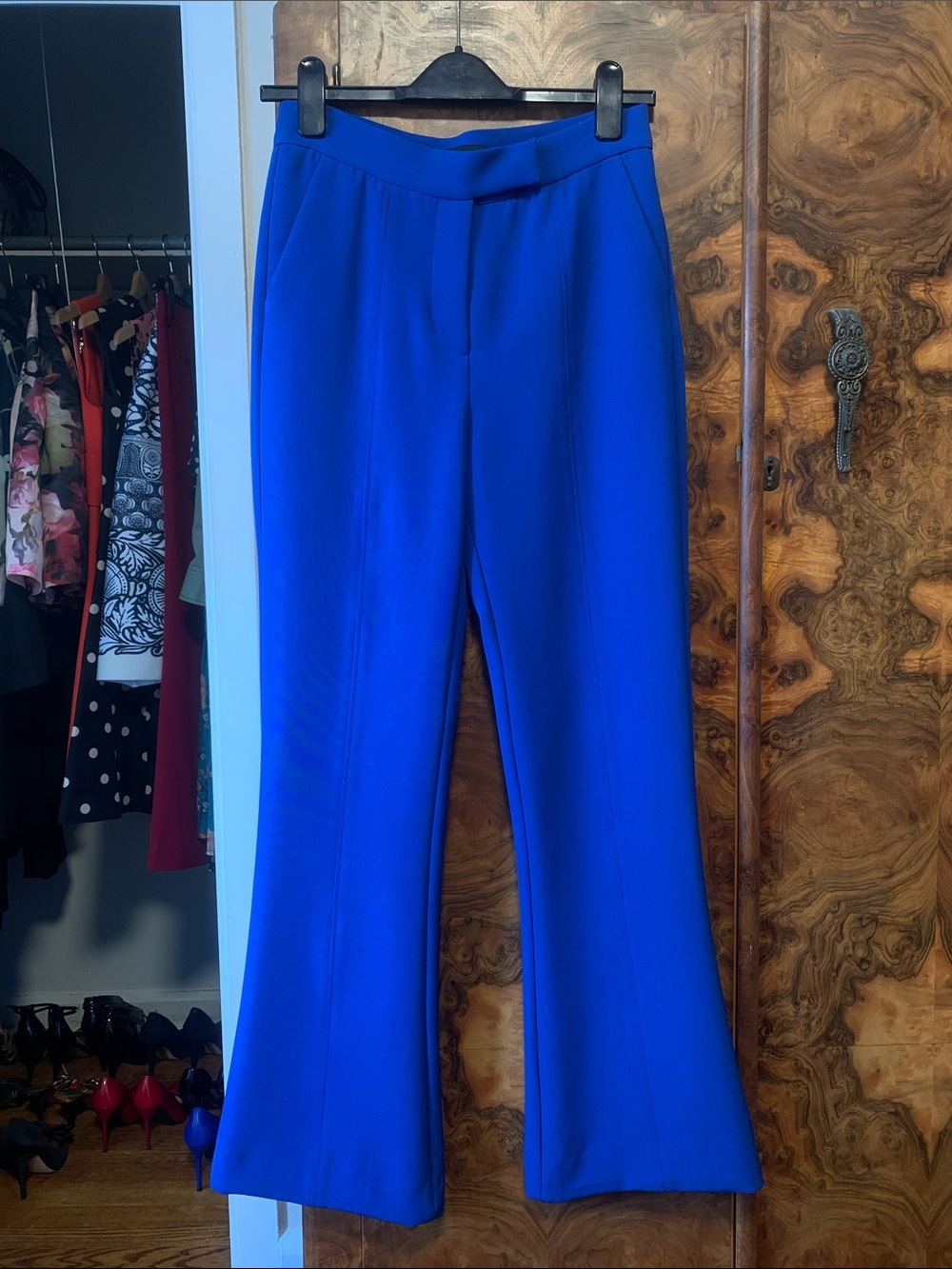 Generation Love Lucca Electric Blue Wide-Leg Flare Trousers High rise